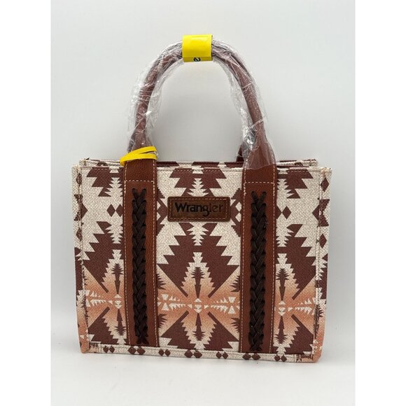Women’s Wrangler White, Brown, & Orange Patterned Handbag w/ Leather Details - Picture 1 of 5